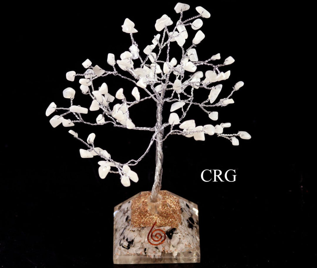 QTY 1 - Howlite 100 Chip Tree with Orgonite Pyramid Base / 7.5" AVGCrystal River Gems