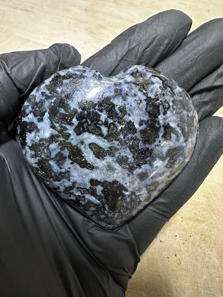 QTY 1 - Indigo Gabbro Puffy Heart / 2 - 4" AVGCrystal River Gems