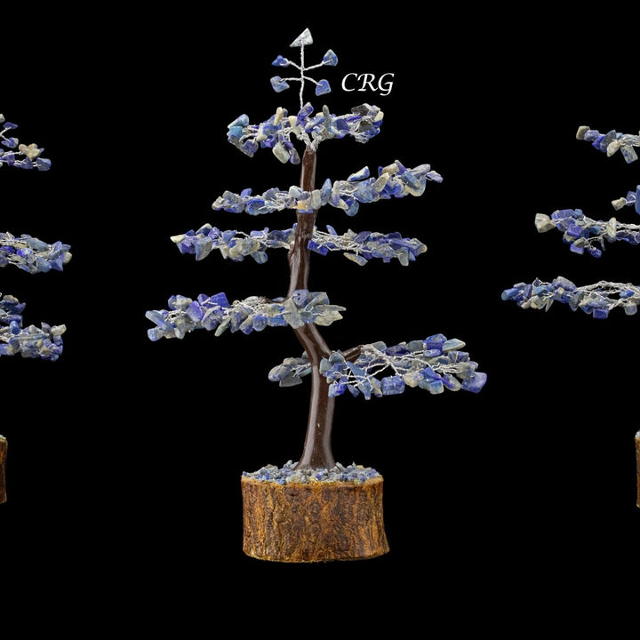 QTY 1 - Lapis 300 Gem Tree w/ Wood Base / Silver WireCrystal River Gems