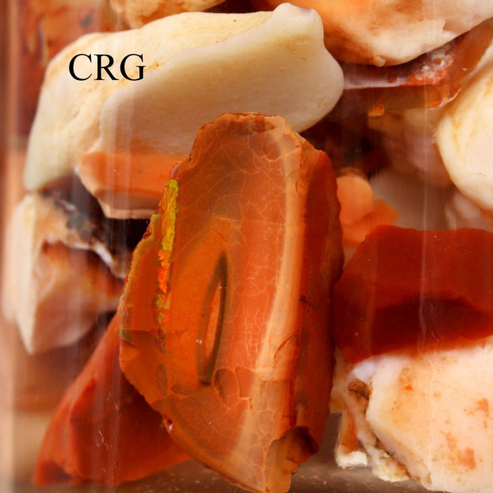 QTY 1 - Mexican Jelly Fire Opals / 3 OZ of Stones in Jar of WaterCrystal River Gems