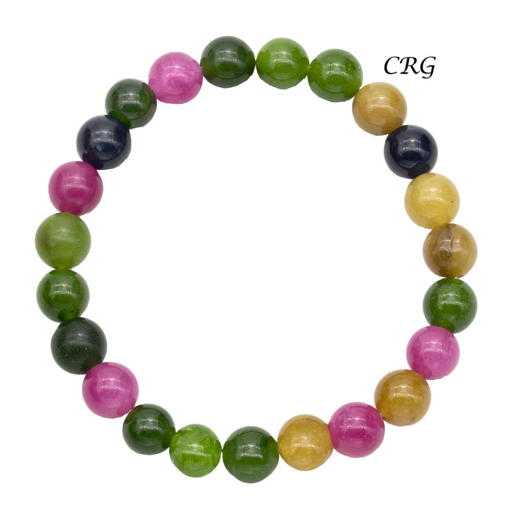 QTY 1 - Multicolor Onyx Tumbled Bead Stretch Bracelet / 8mm AVGCrystal River Gems