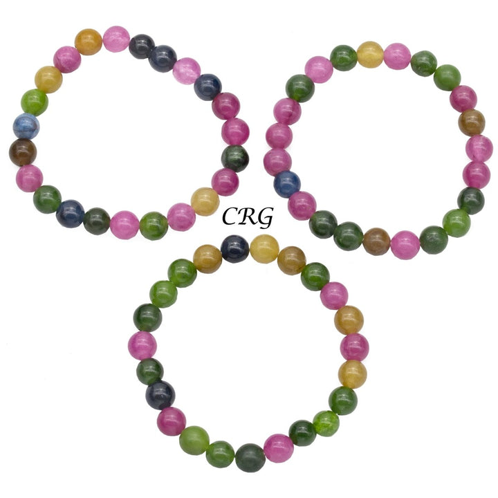 QTY 1 - Multicolor Onyx Tumbled Bead Stretch Bracelet / 8mm AVGCrystal River Gems