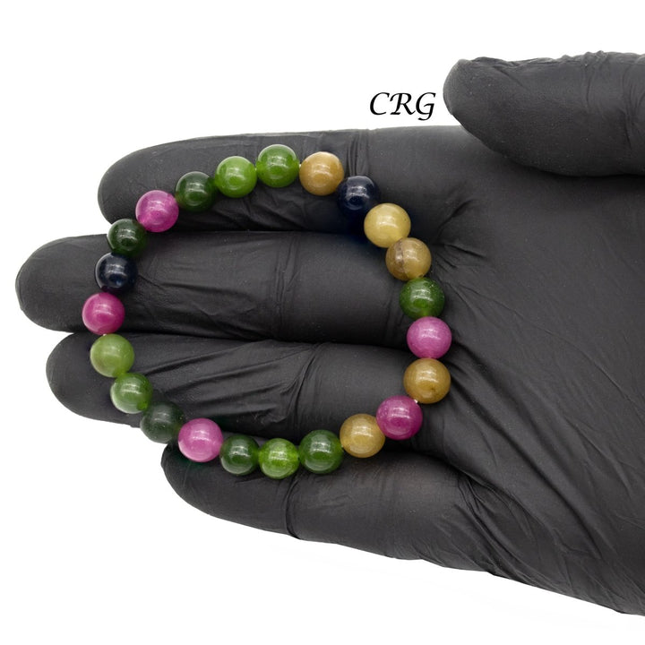 QTY 1 - Multicolor Onyx Tumbled Bead Stretch Bracelet / 8mm AVGCrystal River Gems