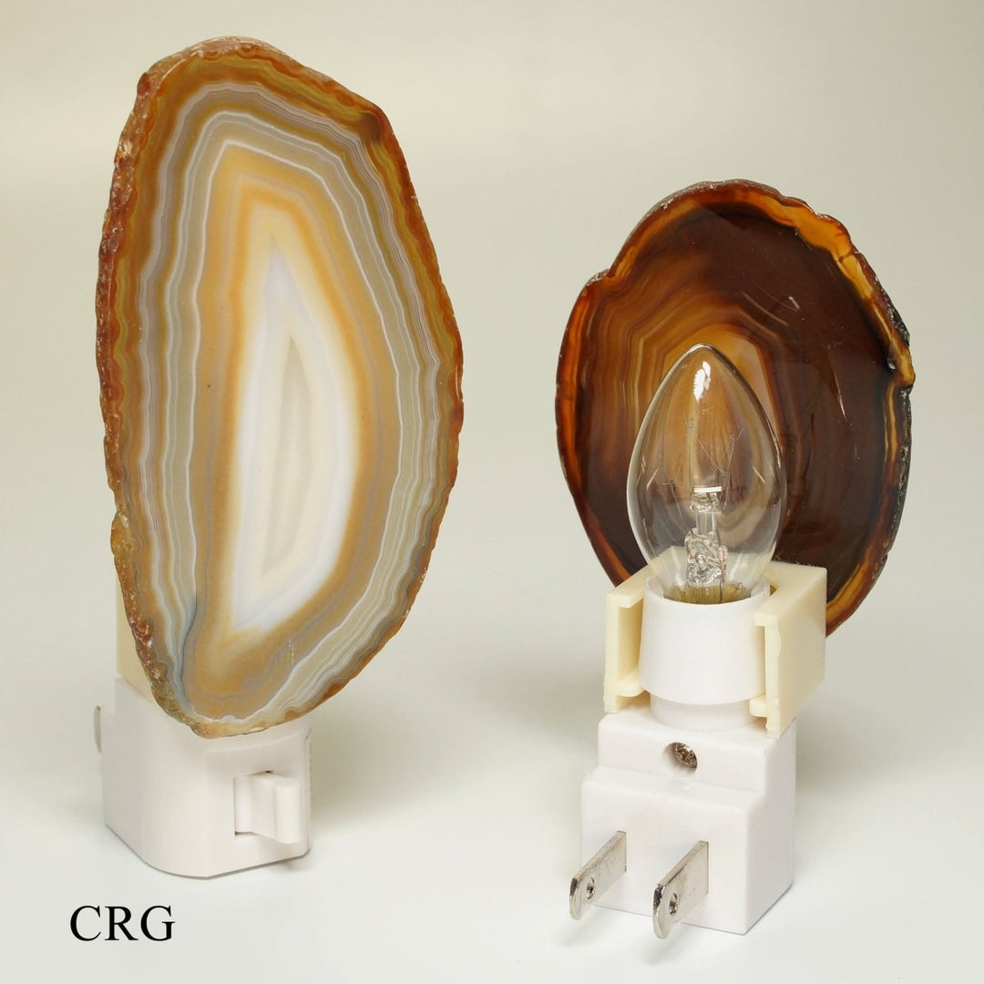 QTY 1 - Natural Agate Nightlights Lamp with Bulb and Switch