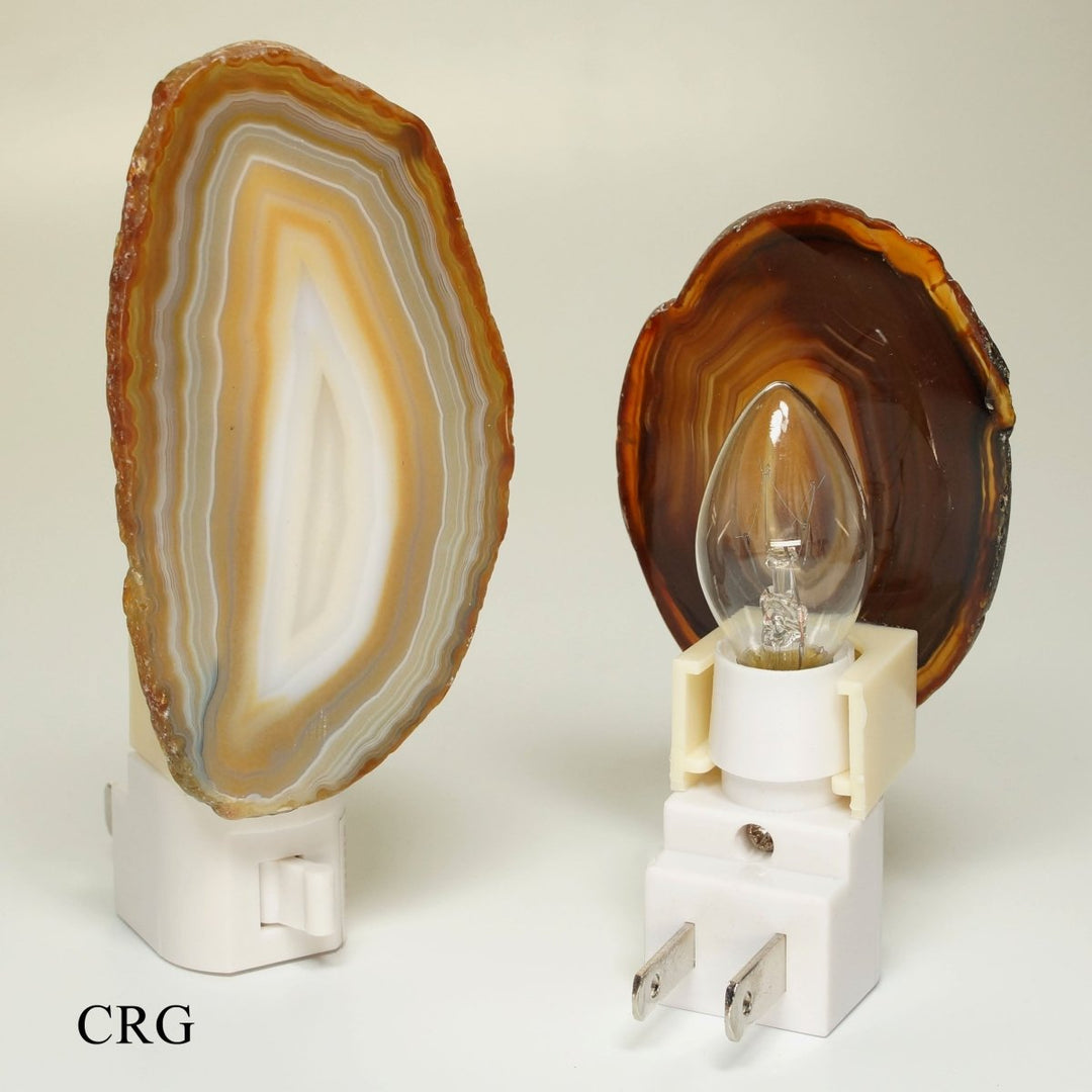 QTY 1 - Natural Agate Nightlights Lamp with Bulb and SwitchCrystal River Gems