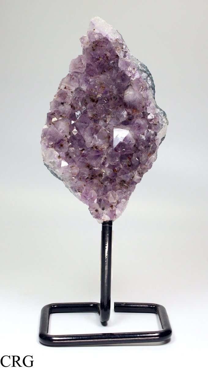 QTY 1 - Natural Rough Amethyst Druzy on Metal Stand / 7" - 10" avg.Crystal River Gems