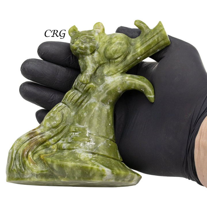 Qty 1 - Nephrite Jade Cat & HatCrystal River Gems