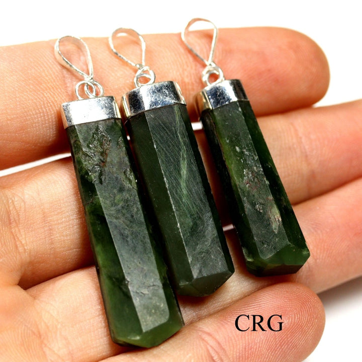 QTY 1 - Nephrite Jade Sterling Silver Pendant / 1.5"Crystal River Gems