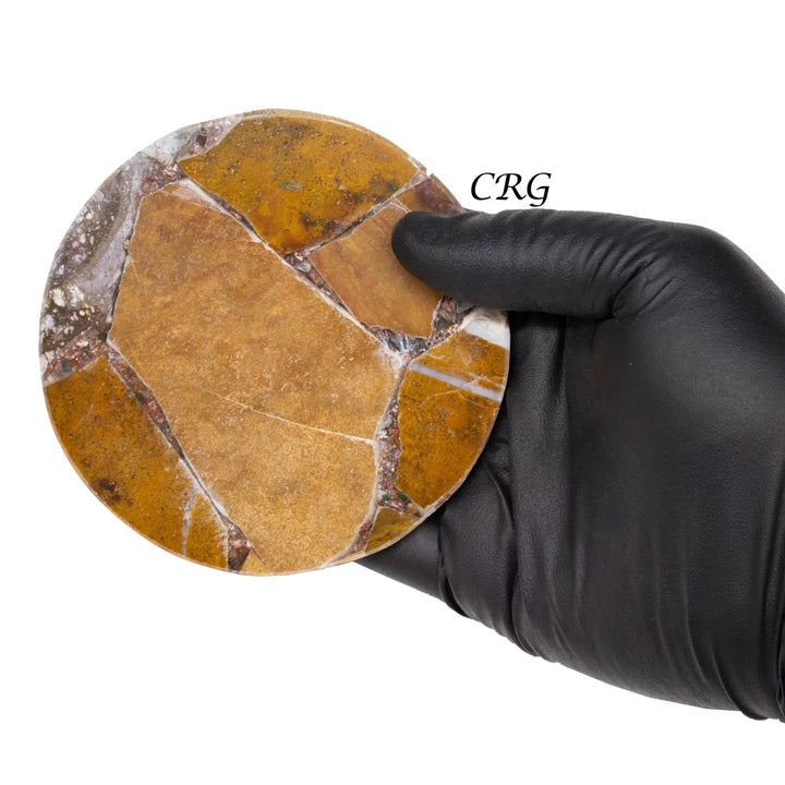 QTY 1 - Ocean Jasper Resin Coaster / 4" Round Avg.Crystal River Gems