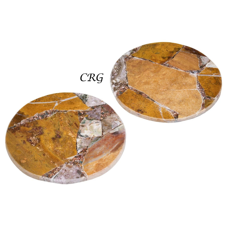 QTY 1 - Ocean Jasper Resin Coaster / 4" Round Avg.Crystal River Gems
