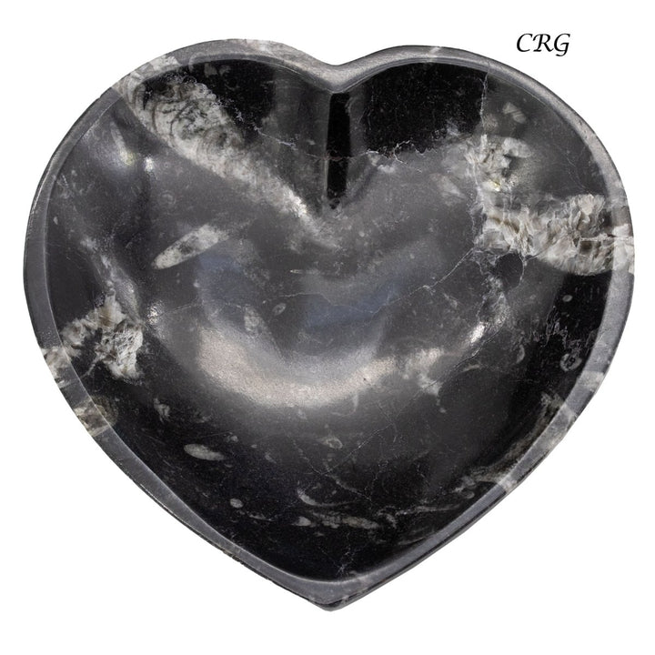 Qty 1 - Orthoceras Fossil Heart Bowl 15cmCrystal River Gems