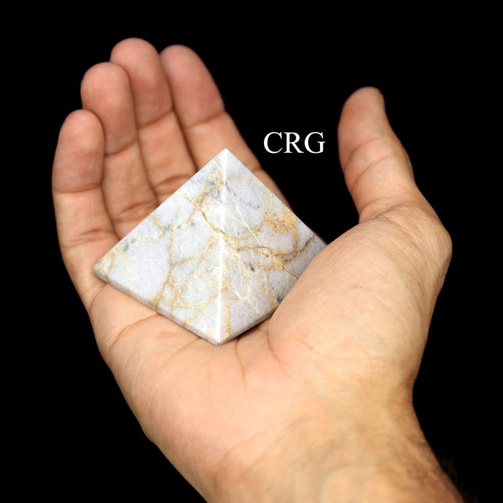 QTY 1 - Peru White Onyx Pyramid / 80 - 90mmCrystal River Gems