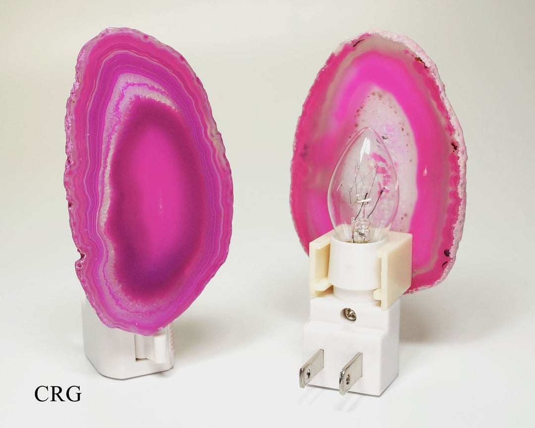 QTY 1 - Pink Agate Nightlights Lamp with Bulb and SwitchCrystal River Gems