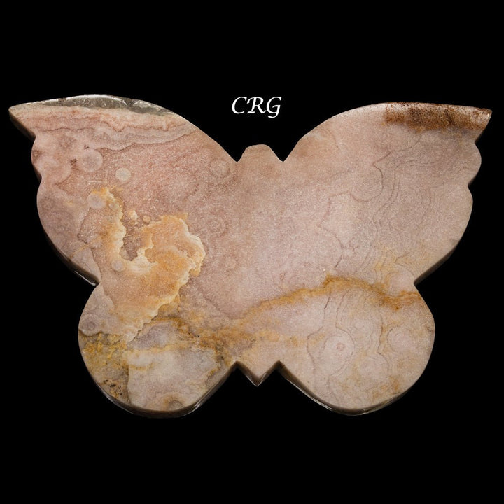 QTY 1 - Pink Amethyst Butterfly Carving on Metal StandCrystal River Gems