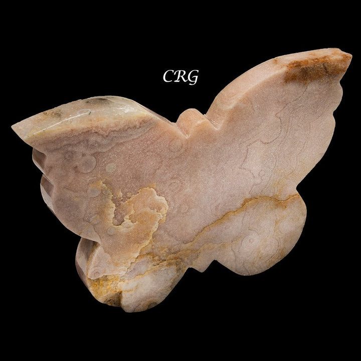 QTY 1 - Pink Amethyst Butterfly Carving on Metal StandCrystal River Gems