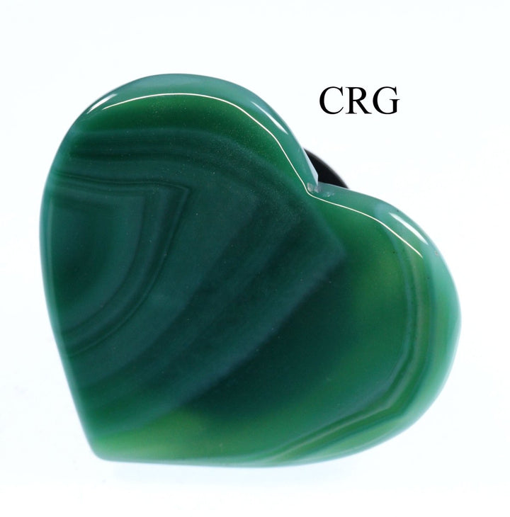 QTY 1 - Polished GREEN Agate Slice Heart Phone Grip / 2 - 3" AVGCrystal River Gems