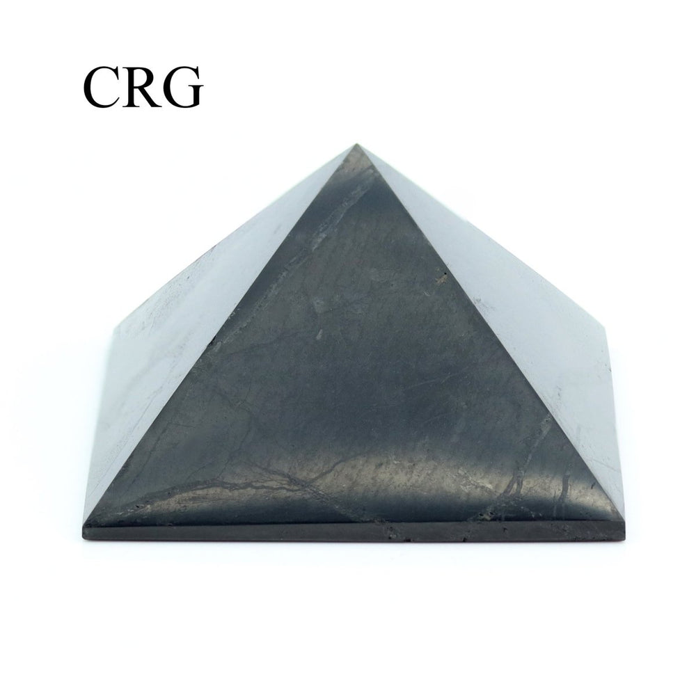 QTY 1 - Polished Shungite Pyramid / 6cm AVGCrystal River Gems