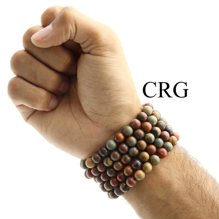QTY 1 - Polychrome Jasper Stretch Bracelet / 8mm AVGCrystal River Gems