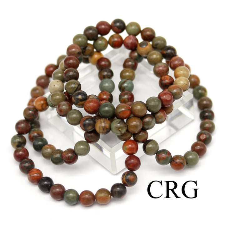 QTY 1 - Polychrome Jasper Stretch Bracelet / 8mm AVGCrystal River Gems