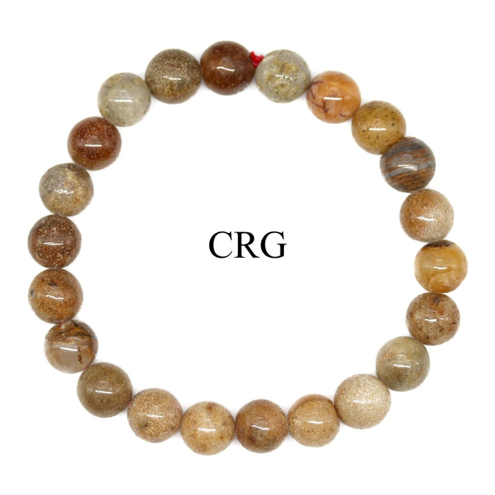 QTY 1 - Polychrome Jasper Tumbled Bead Stretch Bracelet / 8mm AVGCrystal River Gems
