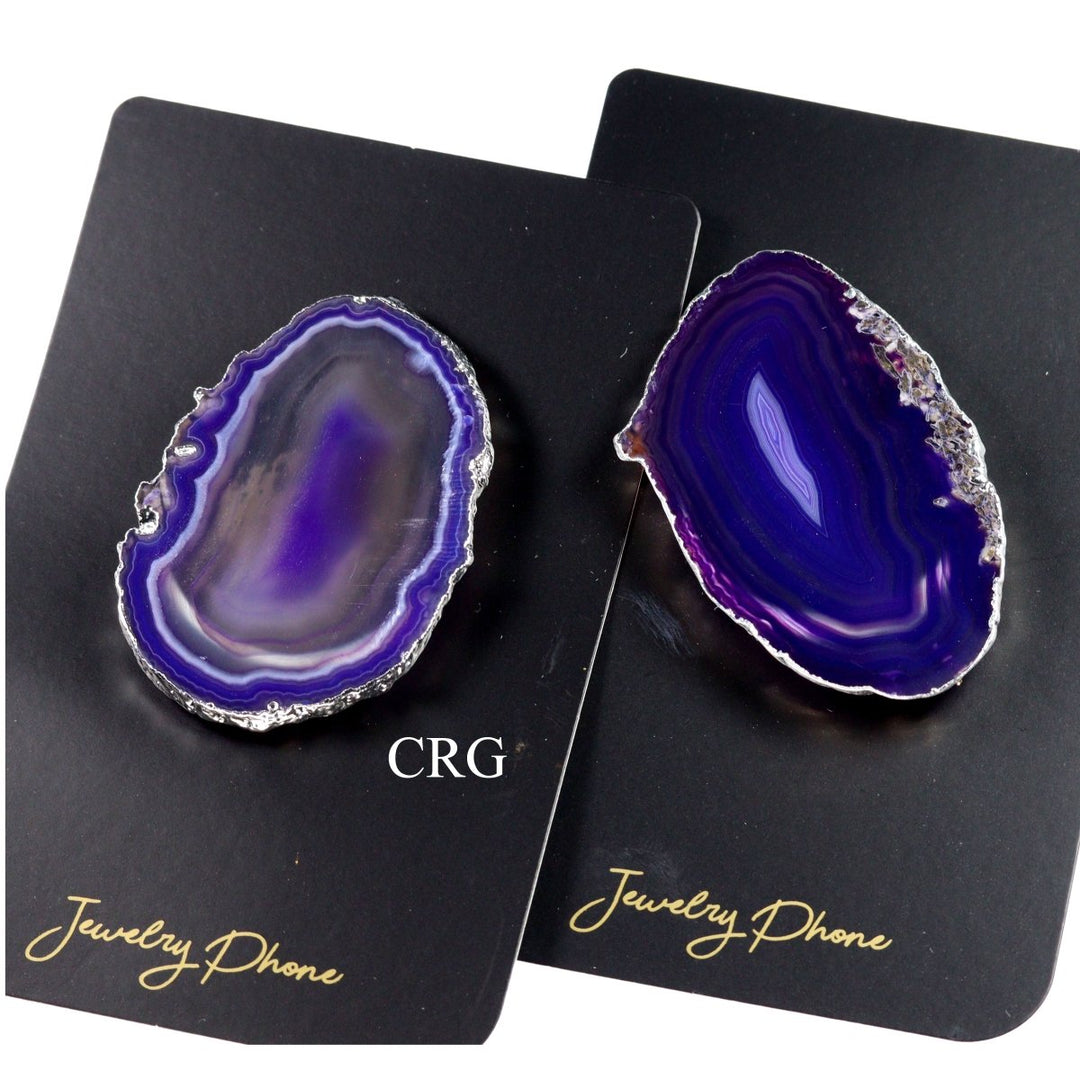 QTY 1 - Purple Agate Freeform Phone Grip w/ Silver PlatingCrystal River Gems