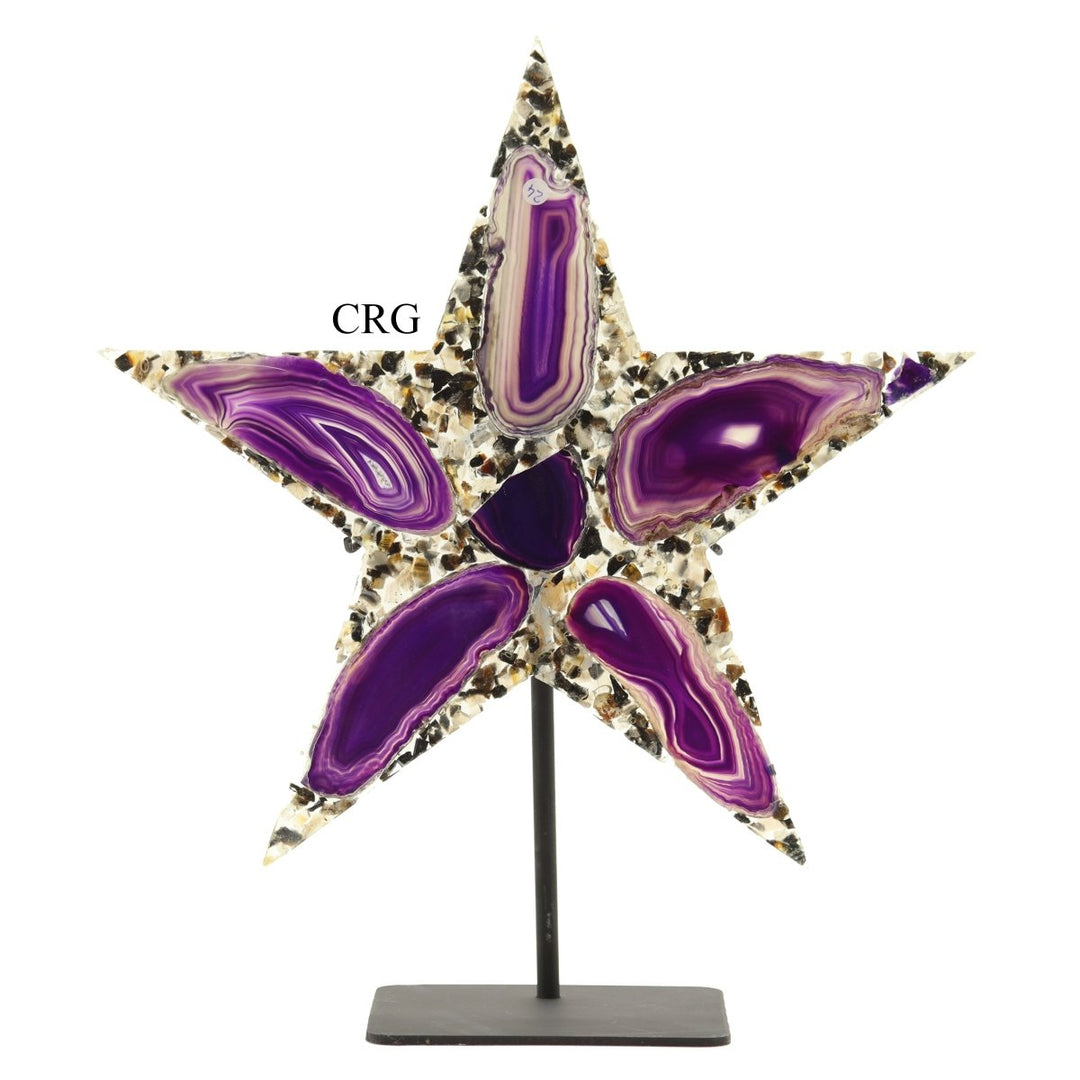 QTY 1 - Purple Agate Star on Metal Base / 10 - 12" AVGCrystal River Gems