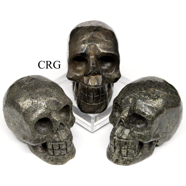 QTY 1 - Pyrite Gemstone Skull / 3" AVGCrystal River Gems