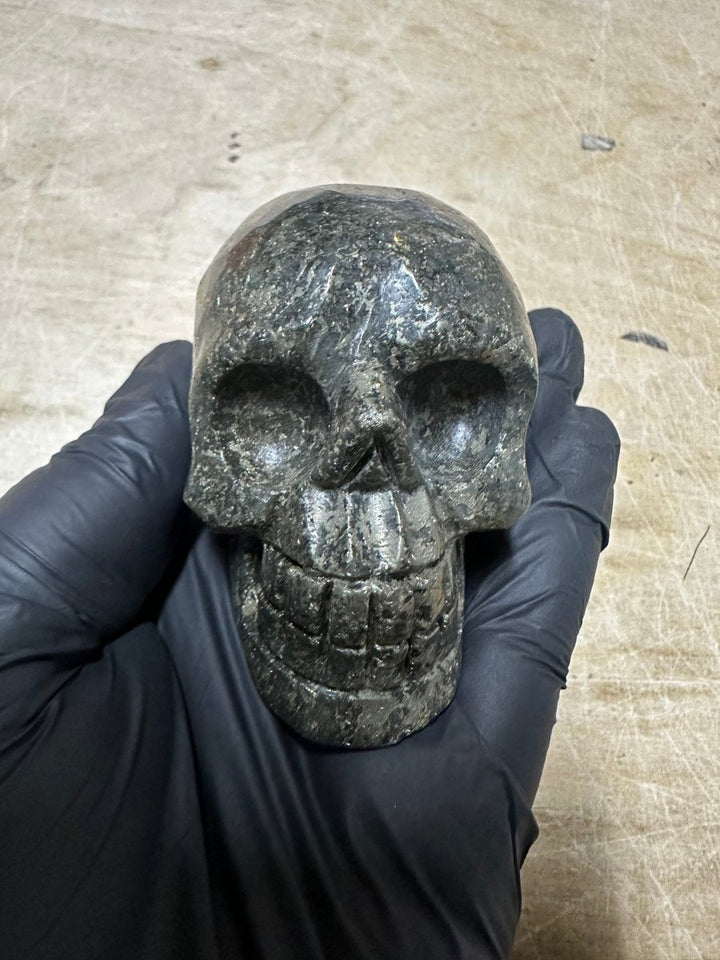 QTY 1 - Pyrite Gemstone Skull / 3" AVGCrystal River Gems