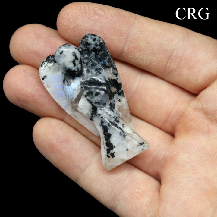 QTY 1 - Rainbow Moonstone Gemstone Pocket Angel / 2" AVGCrystal River Gems