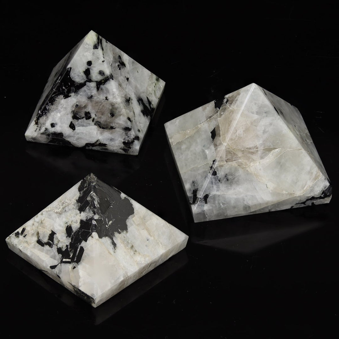 QTY 1 - Rainbow Moonstone Pyramid / 1 - 3" AVGCrystal River Gems