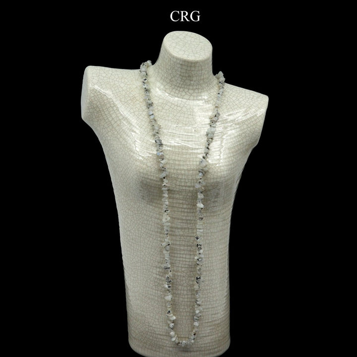 QTY 1 - Rainbow Moonstone Strand Chip Necklace / 32" AVGCrystal River Gems
