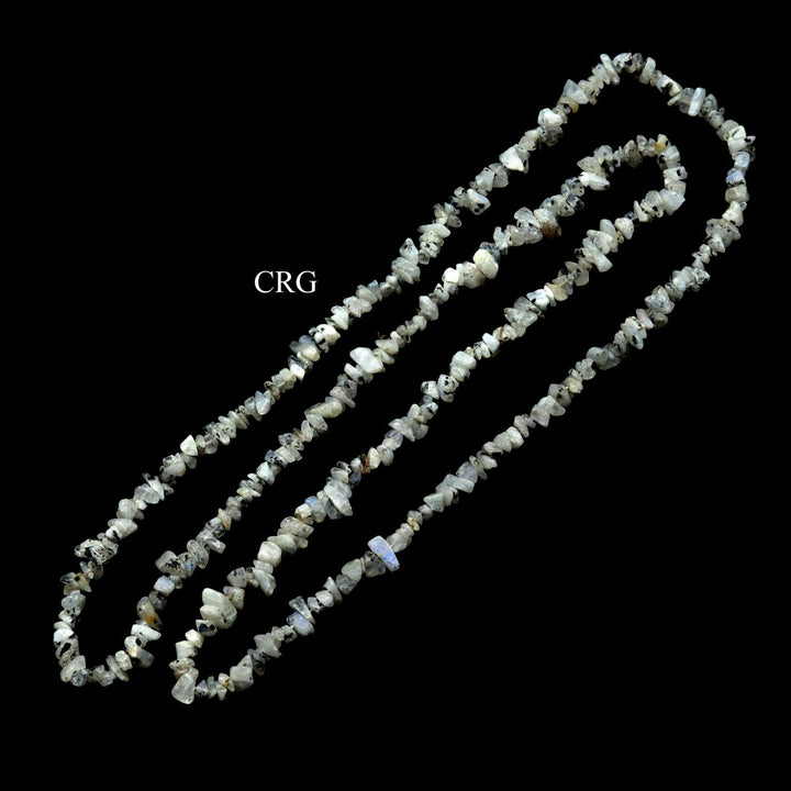 QTY 1 - Rainbow Moonstone Strand Chip Necklace / 32" AVGCrystal River Gems