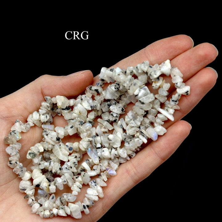 QTY 1 - Rainbow Moonstone Strand Chip Necklace / 32" AVGCrystal River Gems