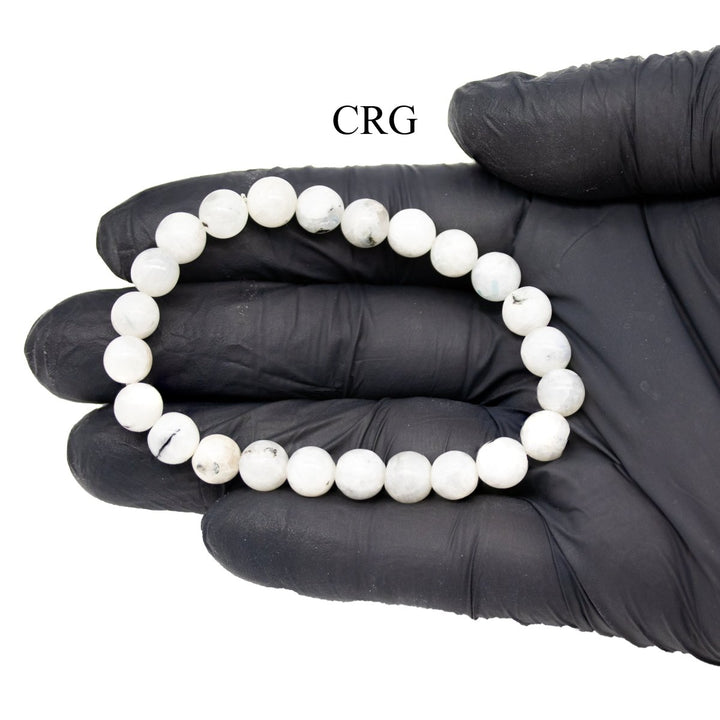 QTY 1 - Rainbow Moonstone Tumbled Bead Stretch Bracelet / 8mm AVGCrystal River Gems