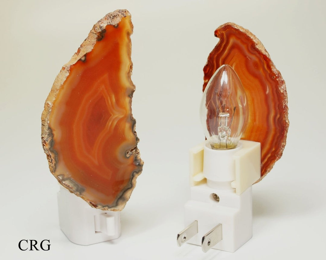 QTY 1 - Red Agate Nightlights Lamp with Bulb and SwitchCrystal River Gems