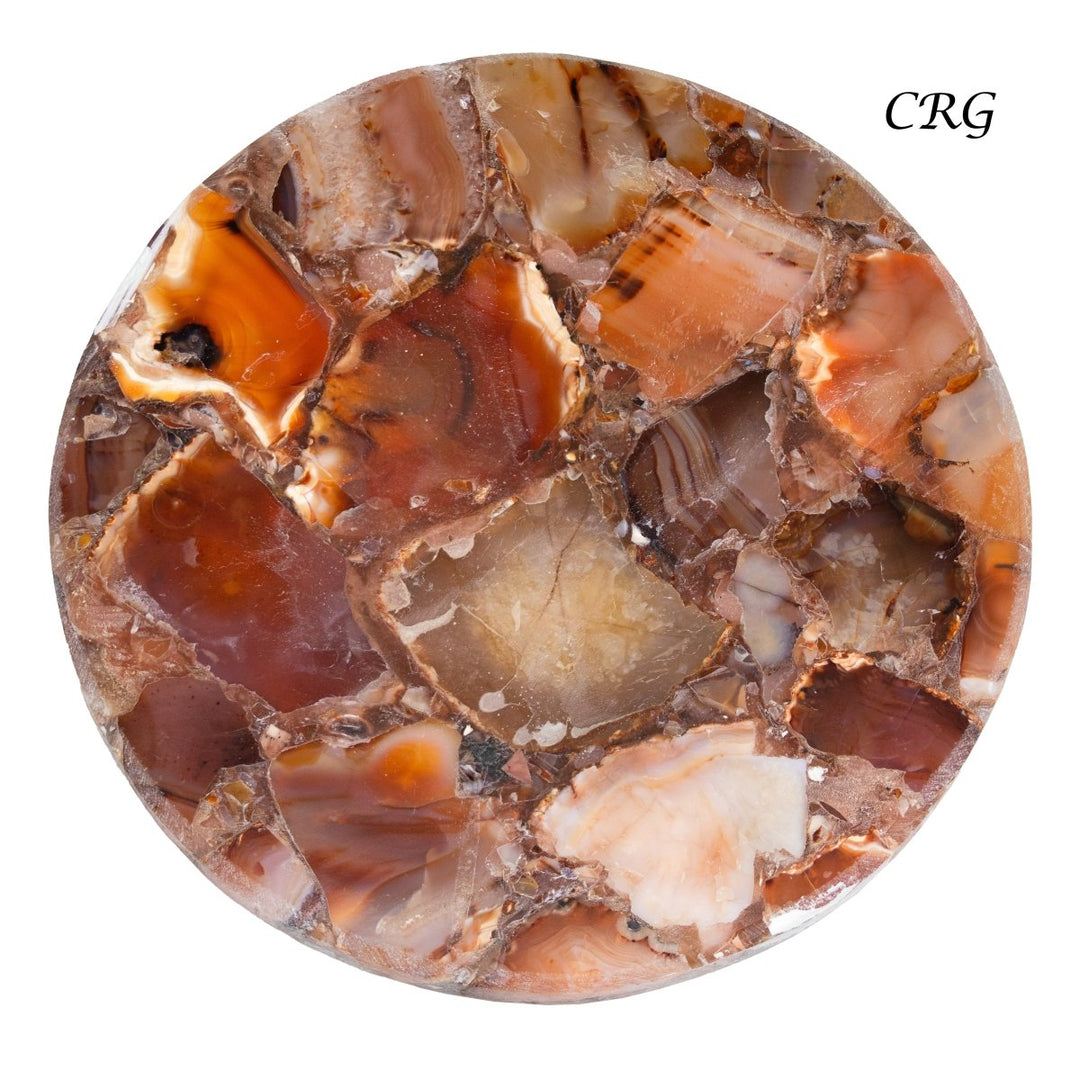 QTY 1 - Red Carnelian Resin Coaster / 4" Round Avg.