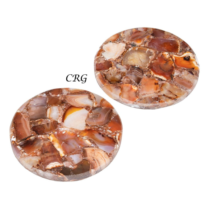 QTY 1 - Red Carnelian Resin Coaster / 4" Round Avg.Crystal River Gems