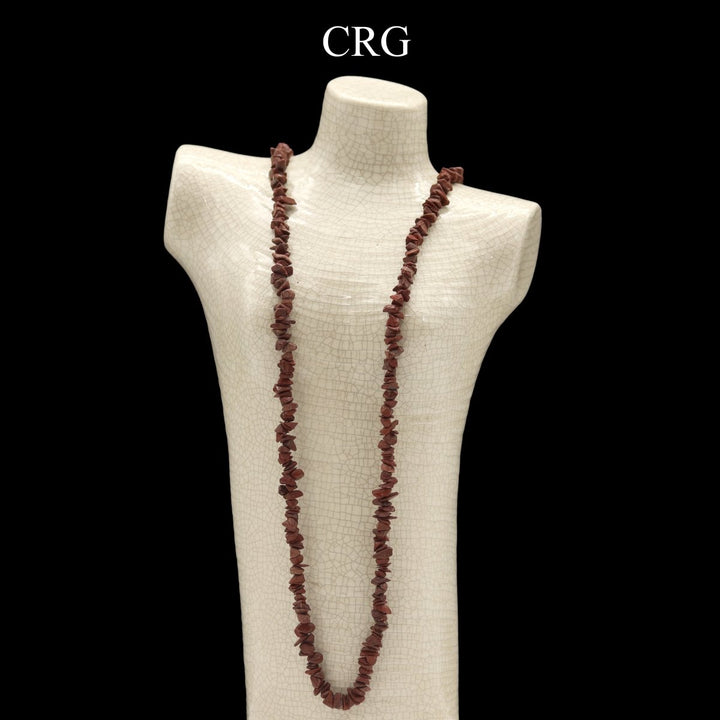 QTY 1 - Red Jasper Strand Chip Necklace / 32" AVGCrystal River Gems