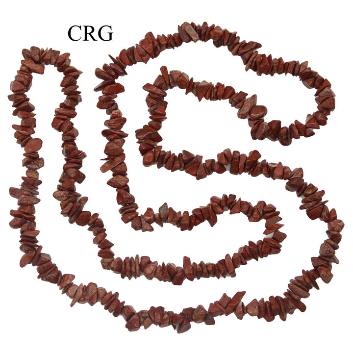 QTY 1 - Red Jasper Strand Chip Necklace / 32" AVGCrystal River Gems