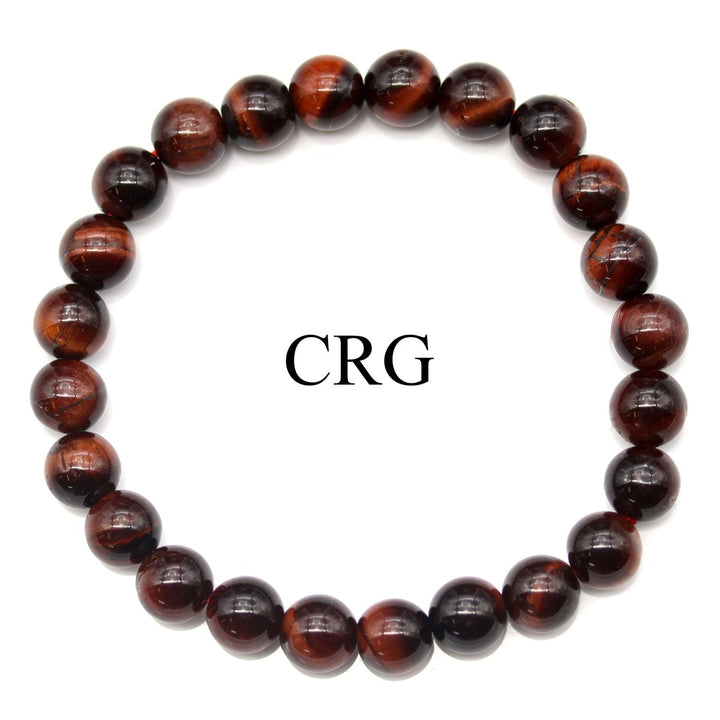 QTY 1 - Red Tiger's Eye Tumbled Bead Stretch Bracelet / 8mm AVGCrystal River Gems