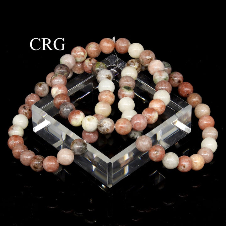 QTY 1 - Rhodonite Tumbled Bead Stretch Bracelet / 8mm AVGCrystal River Gems