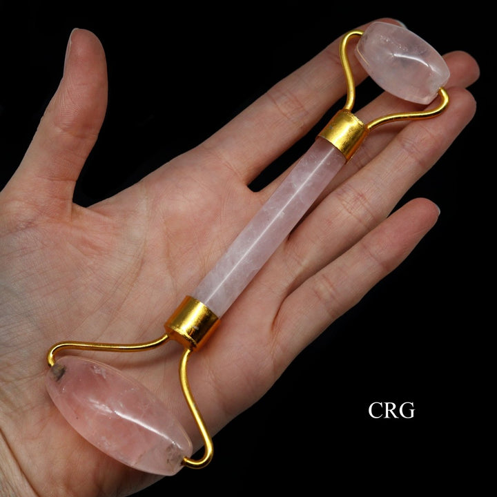 QTY 1 - Rose Quartz Gemstone Facial Massage Roller / 5.5" AVGCrystal River Gems