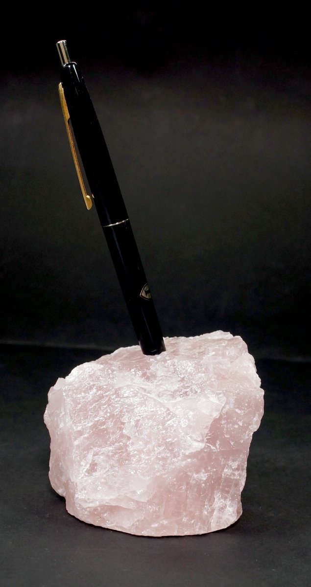 QTY 1 - Rose Quartz Pen Holder / 3-4" AVG