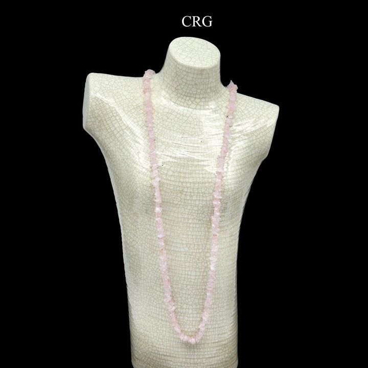 QTY 1 - Rose Quartz Strand Chip Necklace / 32" AVGCrystal River Gems