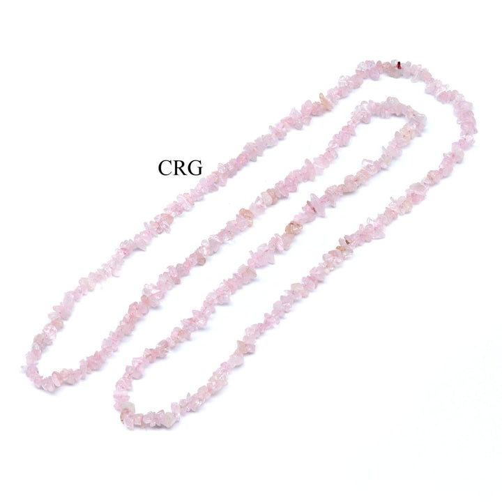 QTY 1 - Rose Quartz Strand Chip Necklace / 32" AVGCrystal River Gems
