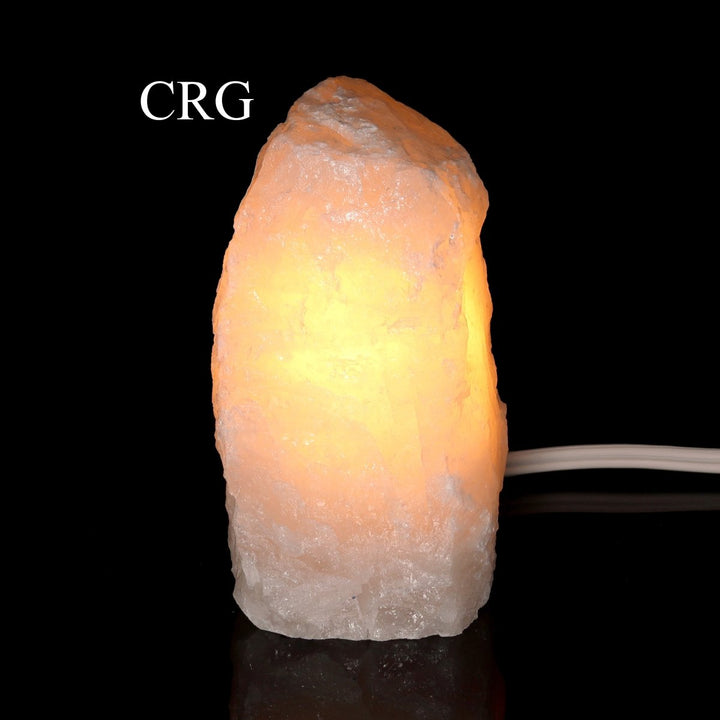 QTY 1 - Rough Crystal Quartz Lamp / CORD AND BULB INCLUDED / 5" AVG