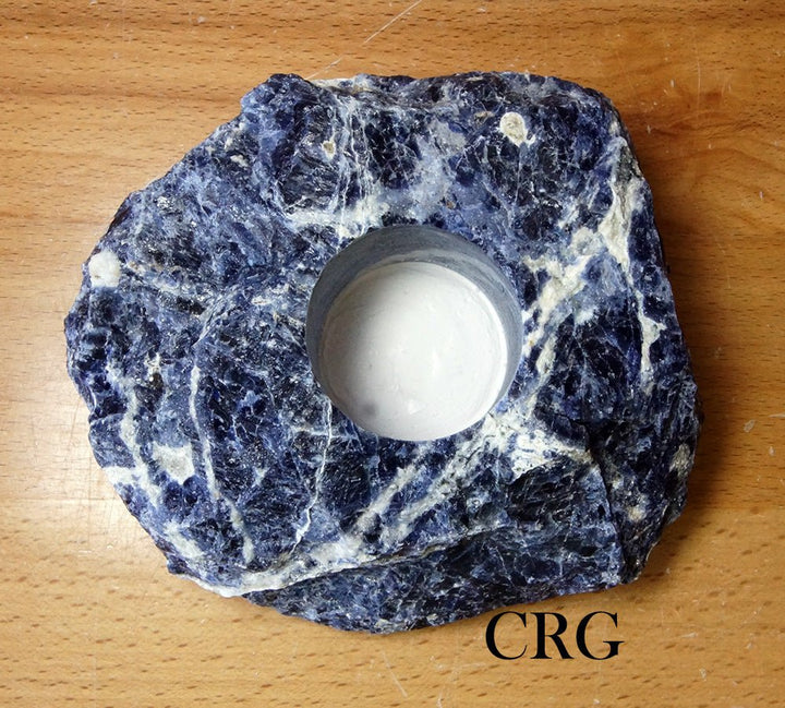 QTY 1 - Rough Sodalite Tea Light Candle HolderCrystal River Gems