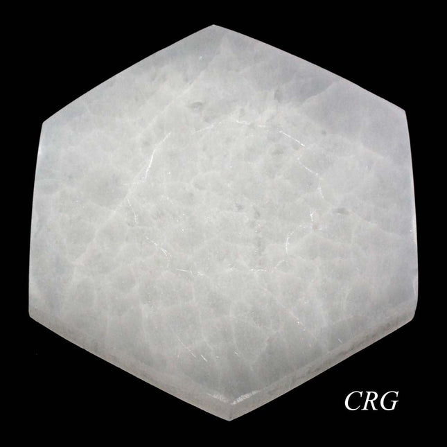 QTY 1 - SCRATCH & DENT Hexagon Selenite Slab Plate / 14cm AVG