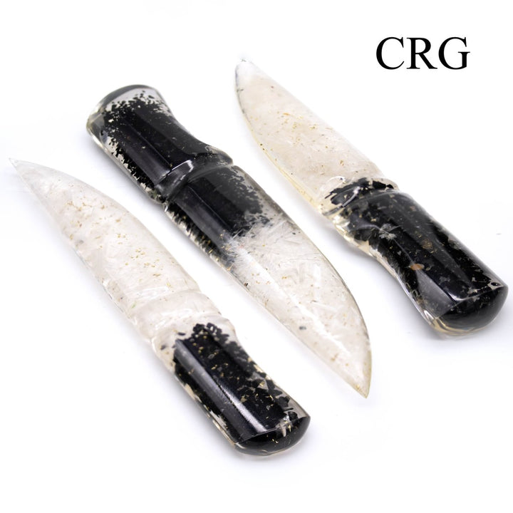 QTY 1 - Selenite and Tourmaline Orgonite Dagger / 6 - 7" AVGCrystal River Gems