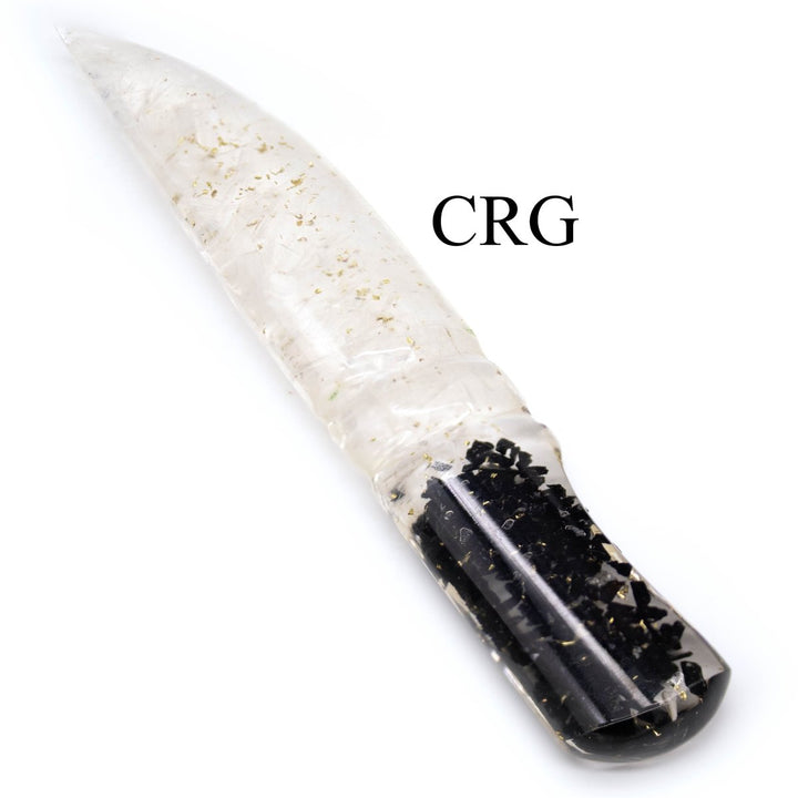 QTY 1 - Selenite and Tourmaline Orgonite Dagger / 6 - 7" AVGCrystal River Gems